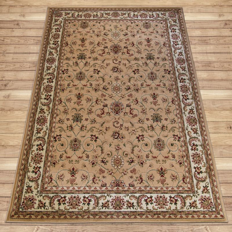 Российский прямой бежевый ковер супер акварель 26524
